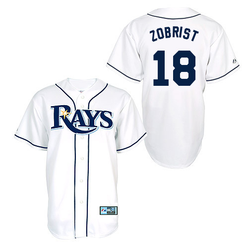 Ben Zobrist #18 Youth Baseball Jersey-Tampa Bay Rays Authentic Home White Cool Base MLB Jersey